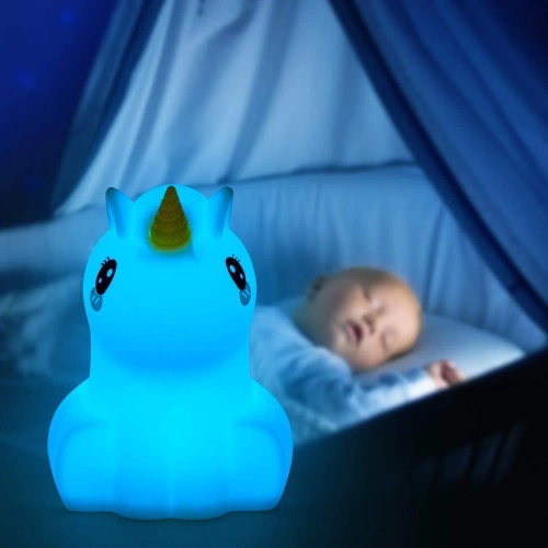  Silikon LED Nachtlicht Einhorn | Tragbare Kinderlampe 9 Lichtfarben | USB wiederaufladbare Lampe | JL-219