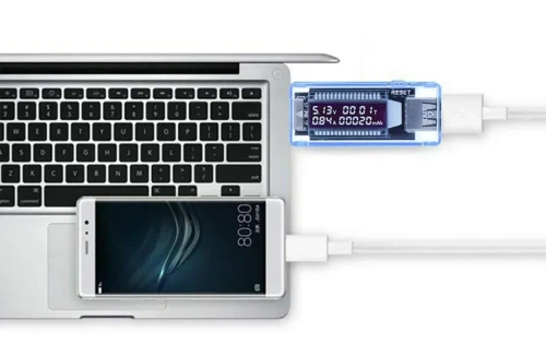 Digitaler Spannungsmesser | USB-Tester | Spannungs- und Stromverbrauchsmesser | Multifunktionales Batterieprüfgerät | KWS-V20-BLUE