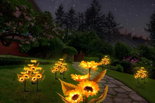 Solarblume | Solar-LED-Gartenlaterne Sonnenblumen | 75 cm, 600 mAh | FLD-36-GELB