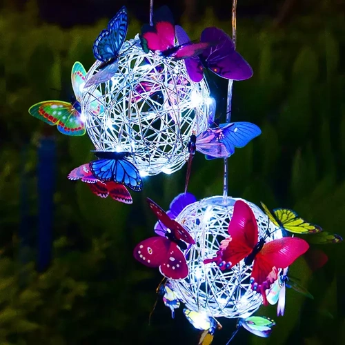 Solar-Gartenlampe LED Schmetterling Kugel hängend | 52 cm, 600 mAh | FLD-06-C