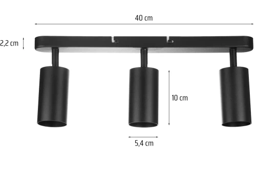 Dreipunktleuchte Deckenleuchte, schwenkbarer Strahler 3x GU10 Schwarz | MS-GU10-3