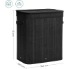 Schwarzer Wäschekorb | Bambus Spielzeugkiste | Holzwäschekorb | Zweifach Wäschekorb für das Badezimmer | RYL-100L-BLACK