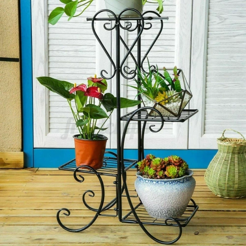 Blumenständer aus Metall | Blumenregal | Schwarz | MF-S05-BLACK