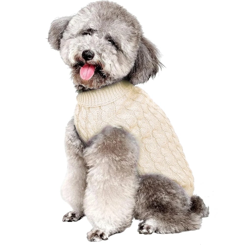 Hundepullover mit Rollkragen | Größe S | weiß | PET-014S-White