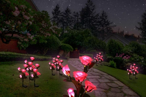 Solarblume | Solar-LED-Gartenlampe Pink Roses | 74 cm, 600 mAh | FLD-35-PINK