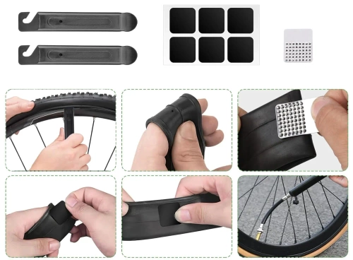 Multifunktionales Reparaturset | Fahrrad-Service-Werkzeuge in einer praktischen Tasche | Set mit Schlüsseln und Flicken für die Fahrradreparatur | ZUHE-AIO