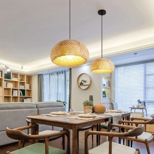 Natürliche Bambuslampe | BOHO geflochten | 60cm