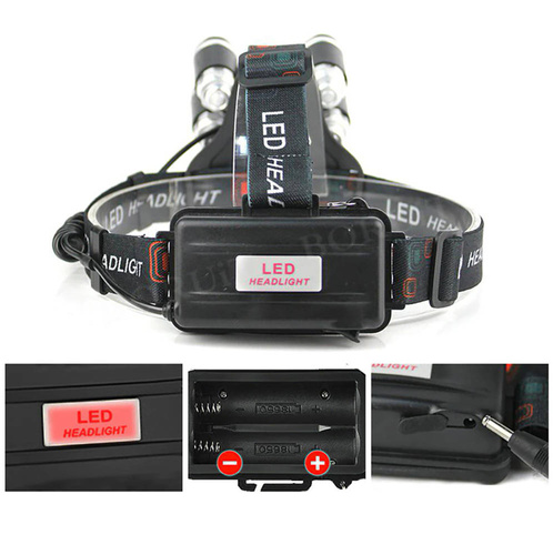 LED-Stirnlampe XML-T6 CREE + 2x CREE R5 | 2x 18650 3.7V, 2000lm, 4 Beleuchtungsmodi | TM-134