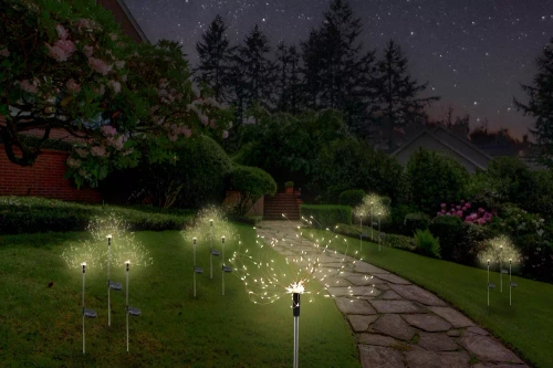 Solar-Gartenlaterne LED-Feuerwerk | 84cm, 600mAh, 200 LED-Lichter | LFW-B200-Warm