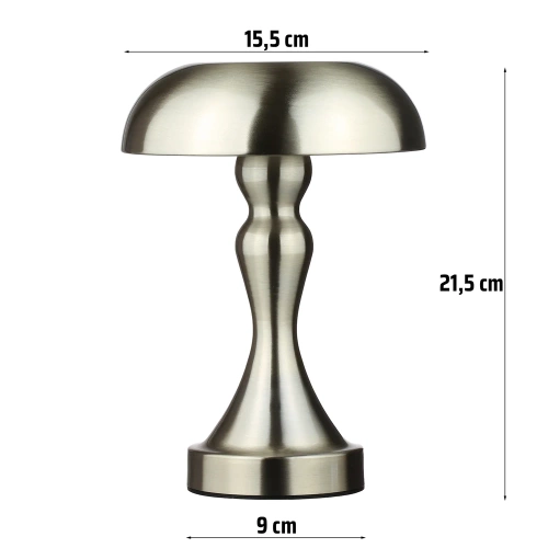 LED-Tischlampe Pilz | Kabellose Lampe für Hotel, Restaurant | Berührungsempfindliche Nachttischlampe | HJA24-A-SILVER