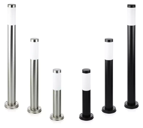 Gartenstehlampe, runder Pfosten für E27-Glühbirne | 230V Stromversorgung, Edelstahl | Inox, 90cm | LLR-90CM