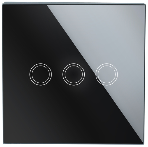 Dreifach-Touch-Lichtschalter | gehärtetes Glas | schwarz | SW86-3