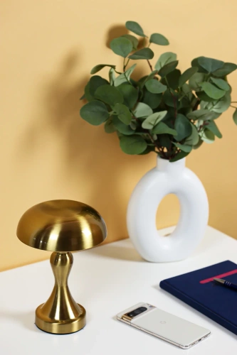 LED-Tischleuchte Pilzform | kabellos, Touch-Bedienung, geeignet für Hotel, Restaurant, Nachttisch | gold | HJA24-A-GOLD