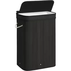 Wäschekorb | Bambus-Aufbewahrungsbox, einteilig, 80 l | schwarz | UYL-80L-BLACK