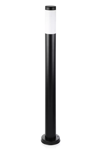 Stehende Gartenlaterne, runder Pfosten für E27-Glühbirne | 230V Stromversorgung, Edelstahl | Mattschwarz, 90cm | LLR-90CM