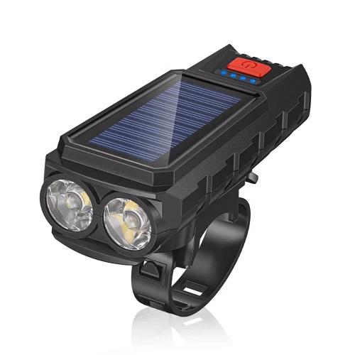 LED-Fahrradbeleuchtung mit Solarladung und Hupe 130 dB | 400 lm | wasserdicht | QX-LY-17-2