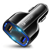 Schnellladegerät fürs Auto 2x USB 1x Typ-C | Schnellladung Quick Charge 3.0 | Umgebungs-LED | CA-005