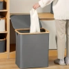 Wäschekorb | Faltbarer Wäschesammler | Stoffspielzeugbehälter | Accessoire-Organizer | OCF-450-GREY