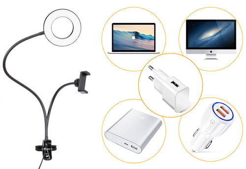 LED-Ringleuchte | 30 W, flexibler Schwanenhals | für Make-up, Videokonferenzen | SENY-3.5IN