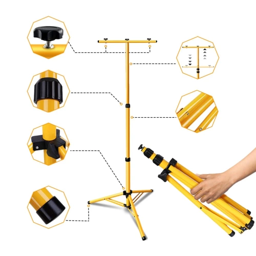 Arbeitsstativ 1,6M für Scheinwerfer | Beleuchtungsset mit 2 Halogenlampen 100W mit Stativ und Schalter | FLT-1.6M