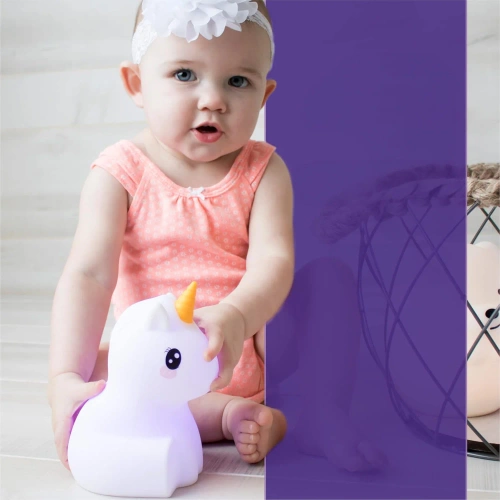  Silikon LED Nachtlicht Einhorn | Tragbare Kinderlampe 9 Lichtfarben | USB wiederaufladbare Lampe | JL-219