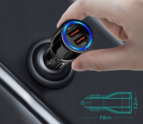 Schnellladegerät fürs Auto 3,1A mit 2 USB-Anschlüssen | Quick Charge 3.0 | CA-002