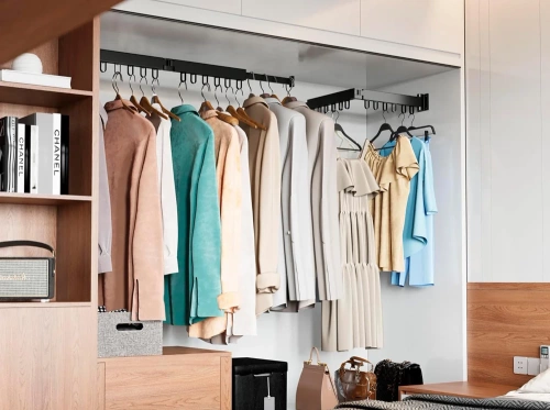 Kleiderständer klappbar | Wandmontage, ausziehbar, mit Haken | grau | LYJ-D60-GREY