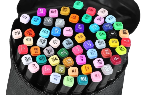 Filzstift-Set | 60 Stück, doppelseitige Marker, Aufbewahrungstasche | SMP-60PCS