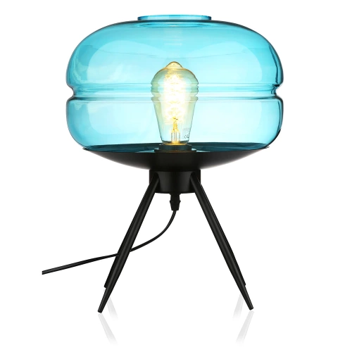 Stilvolle Nachttischlampe mit Glaslampenschirm | Moderne Glas-Tischlampe | BH-233-BLUE