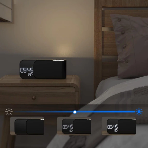 FM-Radio mit Wecker und kabelloser Ladefunktion | Multifunktionslautsprecher mit Bluetooth und Induktionsladegerät | WD-500-BK