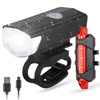 LED Fahrradlicht Set | Radlicht Set bestehend aus Vorderlicht & Rücklicht aufladbar über USB | XME CREE 3W LED, 300lm, 3 Leuchtmodi, 800mAh | 5 LEDs, 7 Leuchtmodi, 15lm
