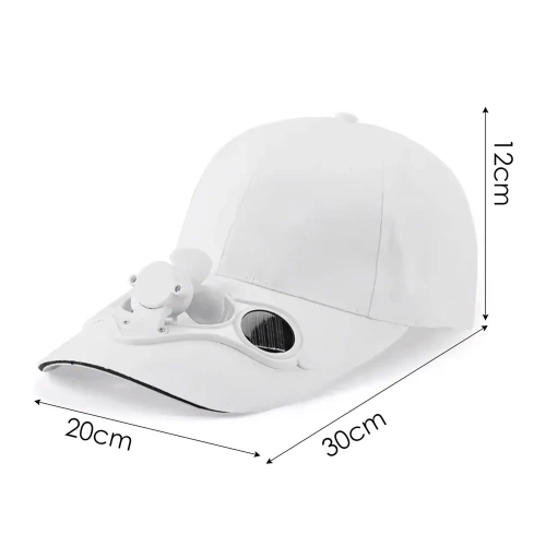 Kappe mit eingebautem Lüfter | Kühlkappe | SFH-8934-WEISS | Solar-Kappe mit Lüfter