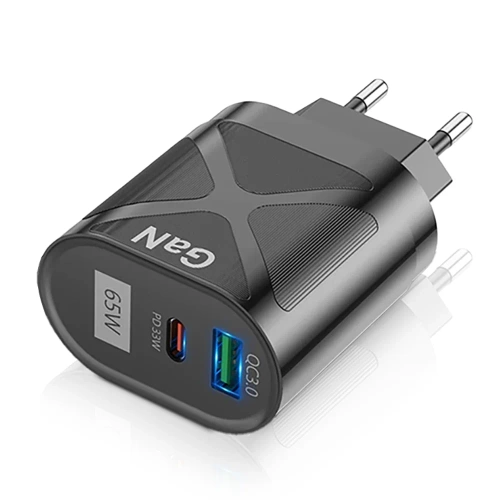 Schnellladegerät Netzteil 65W mit USB- und PD 3.0-Anschlüssen (USB-C) | BK-389-GAN