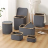 Wäschekorb | Faltbarer Wäschesammler | Stoffspielzeugbehälter | Accessoire-Organizer | OCF-450-GREY