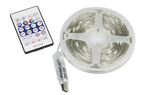 LED-Streifen | 10 m, WS2812B, RGBIC, Neon, Lichtkette, IR-Fernbedienung, Bluetooth, IP65, USB | ASF-RGB-10M