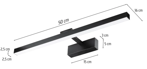 Wandleuchte über dem Spiegel | Badezimmerbeleuchtung | Lampe, Bildleuchte | MIH-50CM