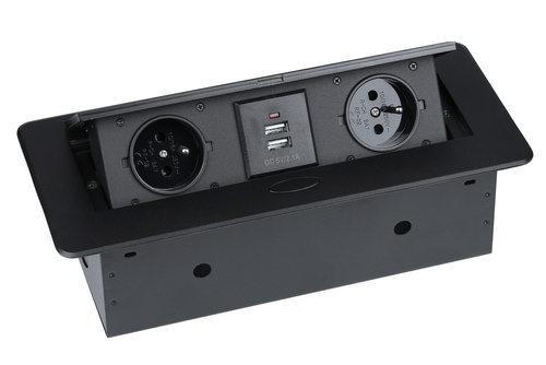 Doppelsteckdose mit Erdung + 2x USB versenkbar in der Arbeitsplatte | JX-S267K