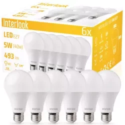 LED-Leuchtmittel | 6 Stück E27 5 W | 2835 SMD CCD | 493 lm = 40 W | warmweiß