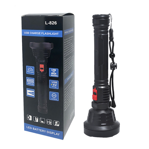 Taktische LED-Taschenlampe mit integriertem Akku | 3 Beleuchtungsmodi, 500 lm, 2000 mAh | TL-826