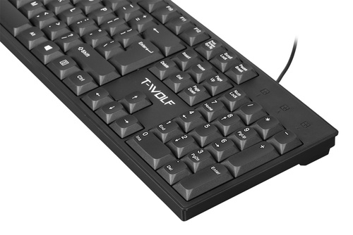 Flache kabelgebundene Tastatur mit Ziffernblock, flache Tasten, für das Büro, leise | T15