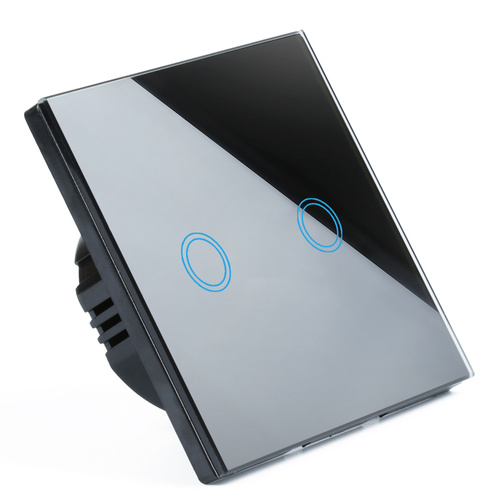 Touch-Lichtschalter, doppelt | gehärtetes Glas | schwarz | SW86-2