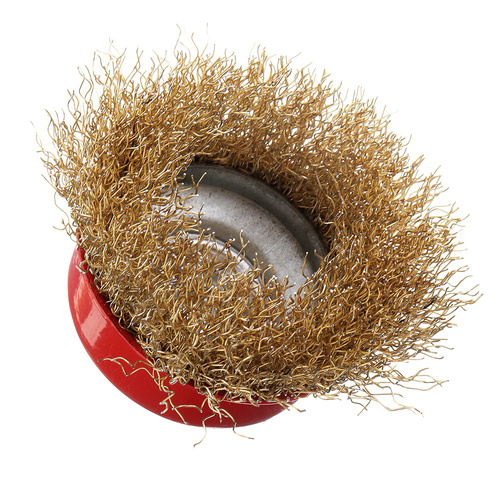 Frontbürste mit Drahtbesatz | Ø 75 mm | M14 Gewinde | messingbeschichteter Draht | M14-75MM-B