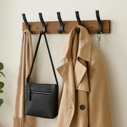 Wandgarderobe aus Holz | 10 Haken | 50 cm | HG-50CM-WOOD