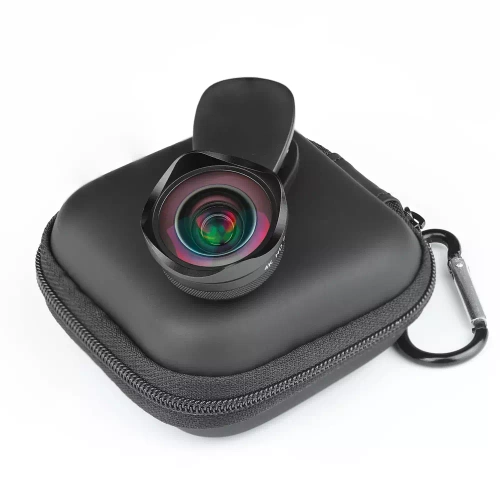 4K HD Objektiv, Linse, Aufsatz für Handy | 2-in-1 Makro 15x + Weitwinkel | Clip, Hülle, Tuch | DT-020