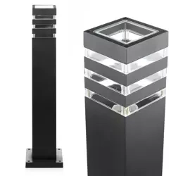 Garten-Stehleuchte, Aluminium-Quadratsäule 60 cm, schwarz matt, 230 V, E27-Fassung