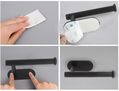 Toilettenpapierhalter | selbstklebend | schwarz | JZU-304-BLACK