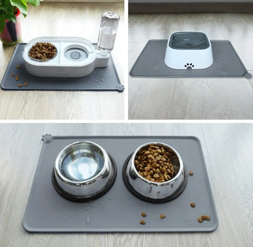 XL | Wasserdichte Unterlage für Haustierschalen | Große Silikonunterlage für Hunde und Katzen | MLG-5538
