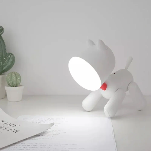 LED-Tischleuchte in Hundeform mit Helligkeitsregelung und USB-Akku | Waggy Puppy | YG-TD104-W