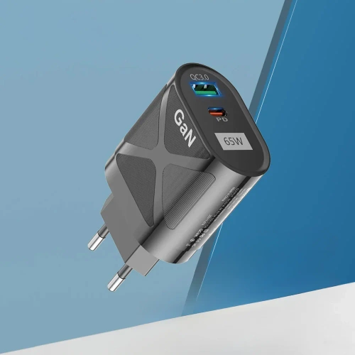 Schnellladegerät Netzteil 65W mit USB- und PD 3.0-Anschlüssen (USB-C) | BK-389-GAN