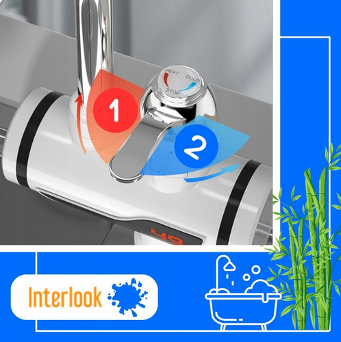 Elektrischer Wasserhahn mit Duschfunktion | durchlauferhitzend, einstellbar, Durchlauferhitzer mit Handbrause | weiß | RX-018D